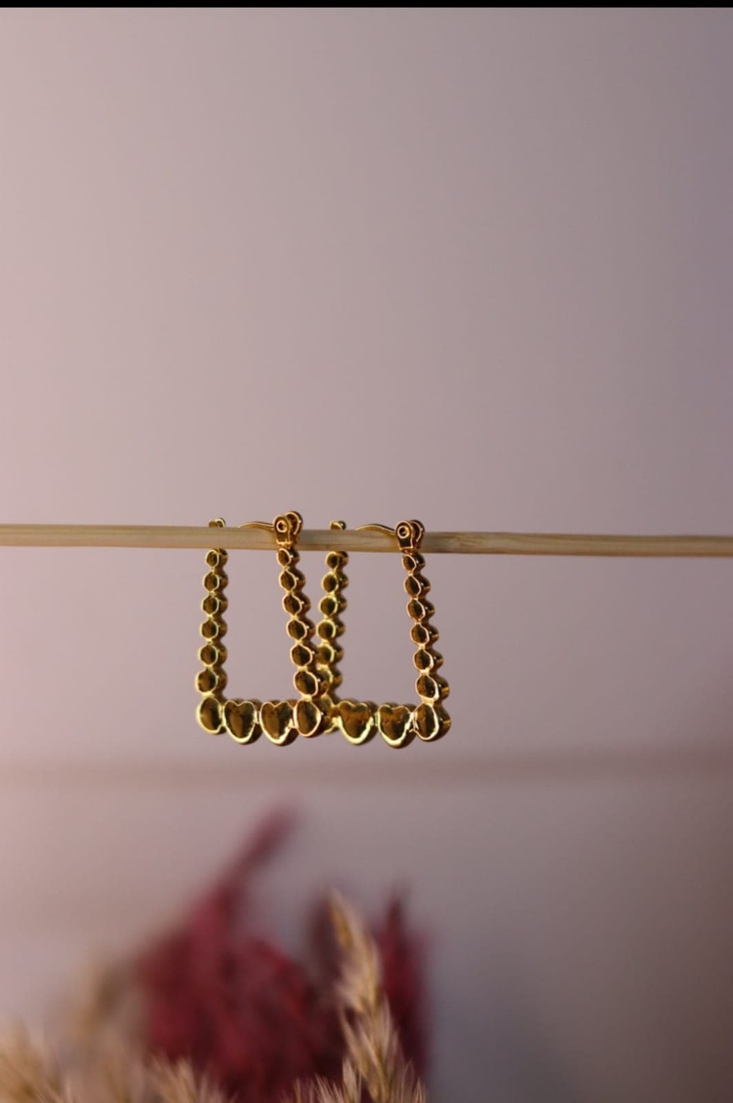 Heart-Link Rectangular Hoop Earrings