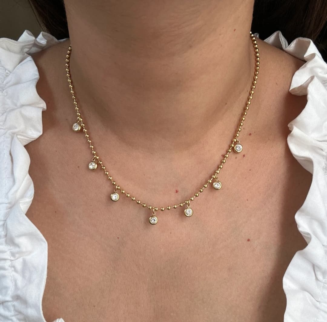 Seven-Star Bezel Drip Necklace